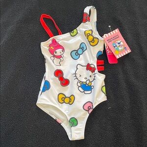 Hello Kitty Kids Swim One Piece - Red, Blue, Yellow Accents